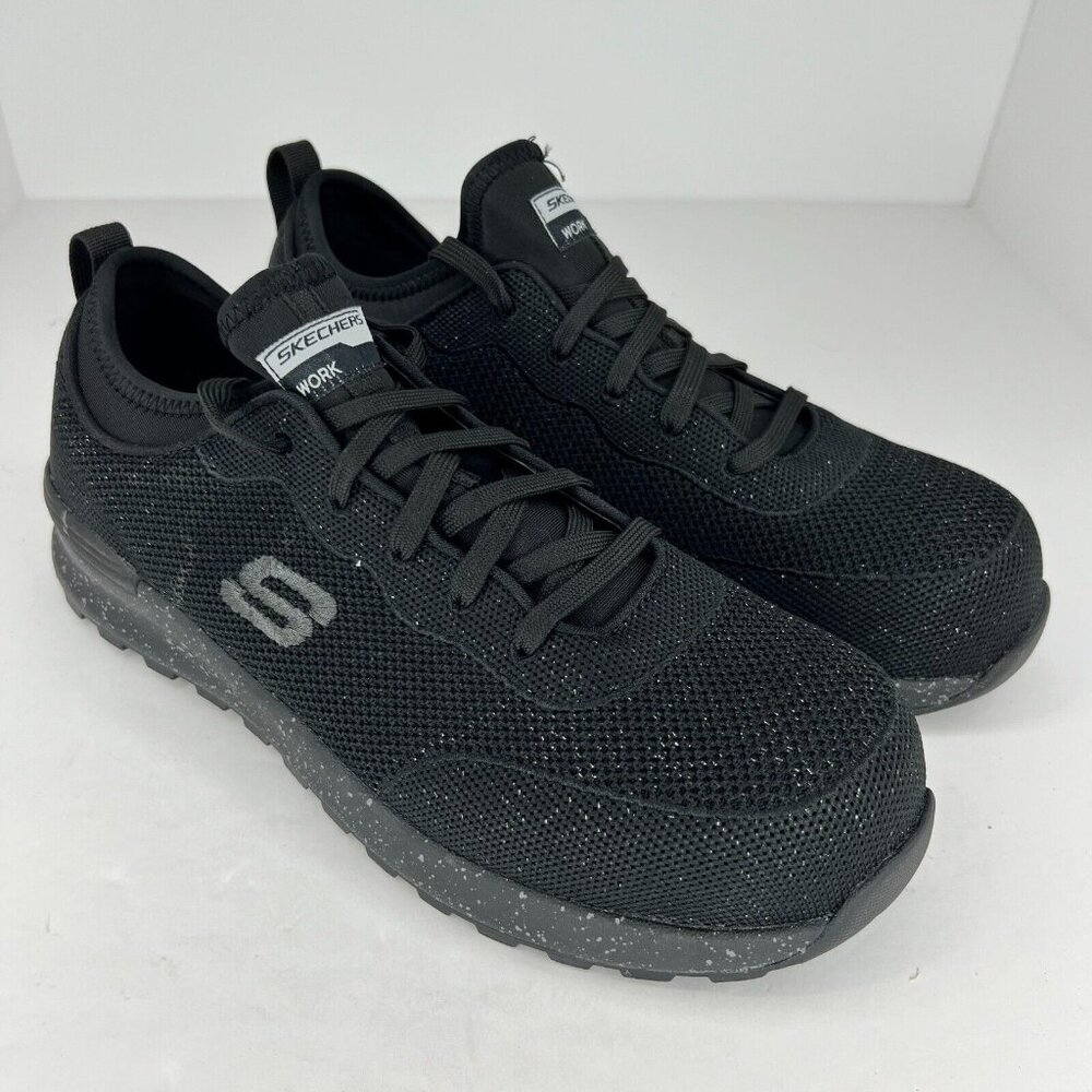 Skechers Womens 108033 Black Bulkin Balran Industrial Comp Toe Size 10 Work Shoe - Picture 2 of 9